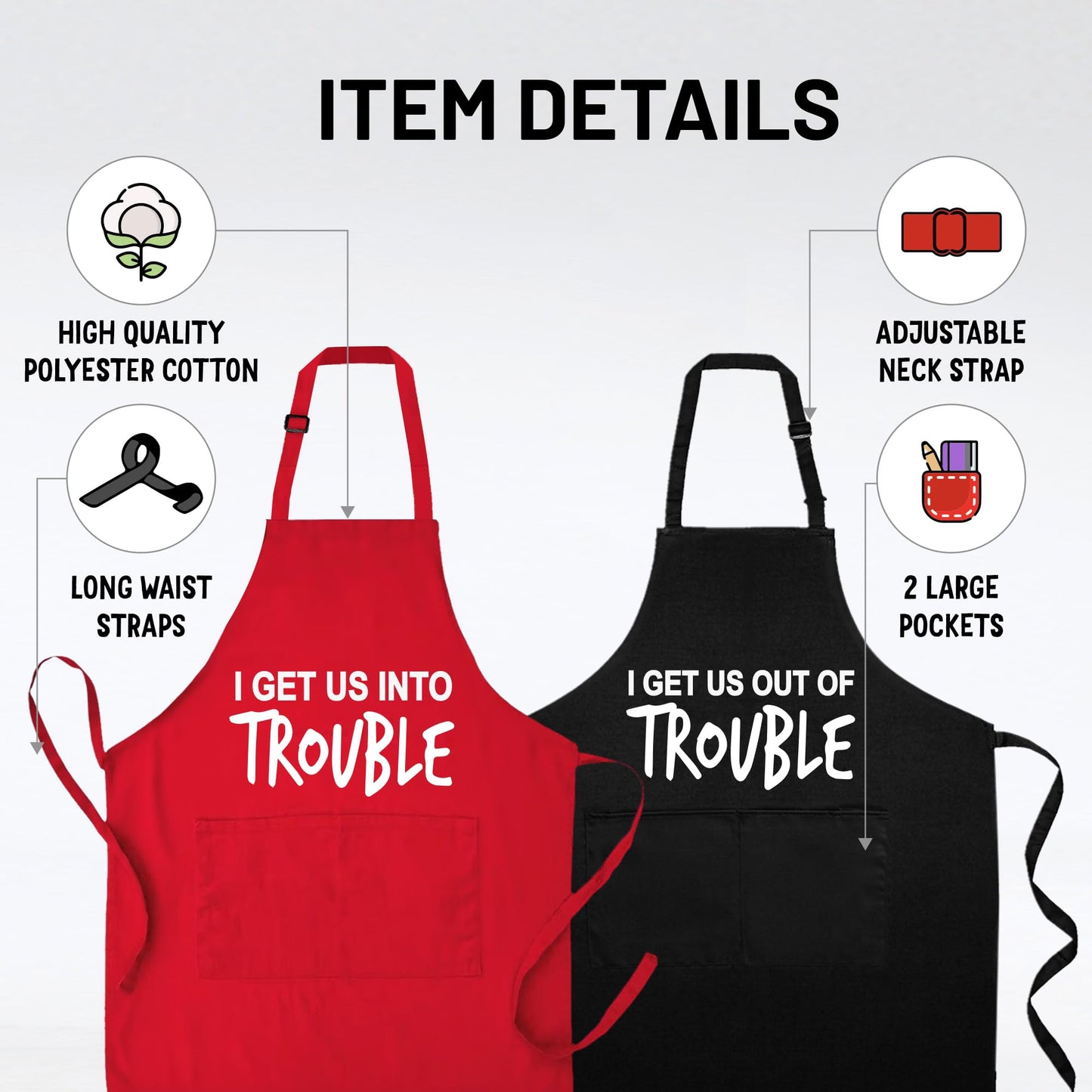 Witty Enterprise Funny Couple Aprons - Gift Ideas For Her Him - His and Her Aprons - Matching Kitchen Aprons - Couples Gifts - Birthday, Wedding, Engagement & Bridal Shower for Women and Men