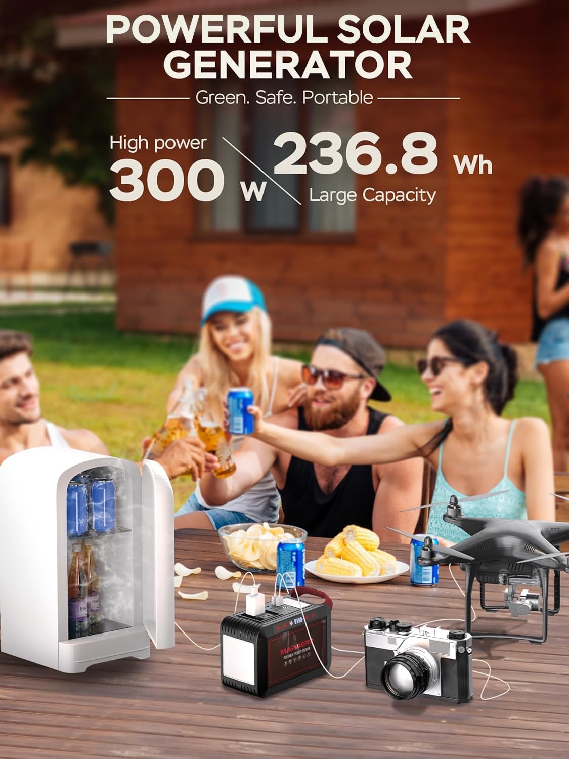 MARBERO Portable Power Station 88Wh Camping Lithium Battery Solar Generator Fast Charging with AC Outlet 120W Peak Power Bank(Solar Panel Optional) for Home Backup Outdoor Emergency RV Van Hunting