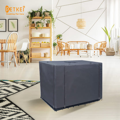 PETKEI Dog Crate Cover for Dog Crate Medium, Durable Polyester PU Coated Dog Cage Cover Designed for 1 & 2 Door Cage, Includes 1 Breathable Mesh Window & 1 Pocket for 30 Inch Dog Crate(Cover Only)