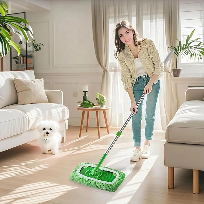 12-Pack Reusable Coral Fleece Mop Pads Washable Wet Mopping Cloths and Dry