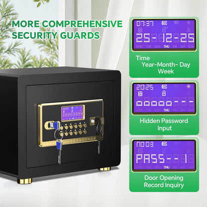 Safe Box with Digital Keypad & Alarm System - Electronic Lock Box for Jewelry Cash with Adjustable Shelves - Includes LED Light & Fireproof and Waterproof Bag(0.8/1.0/1.3/1.53/2.5Cuft)