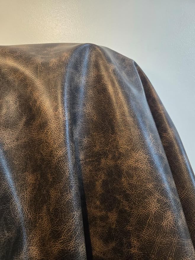 Brown Vintage Distressed Soft Faux Leather Fabric PU Peta Approved Vegan