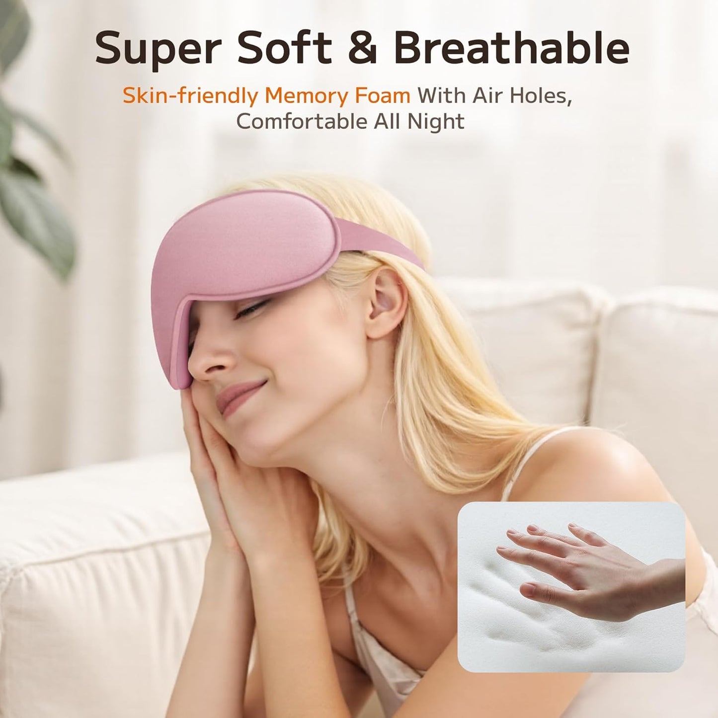 Perfect Weighted Sleep Mask for Falling Asleep Faster - 100% Blackout Eye Masks for Sleep - Zero Eye Pressure 3D Sleep Masks for Women Men, Airplane Travel Essentials, Memory Foam, Black Pink