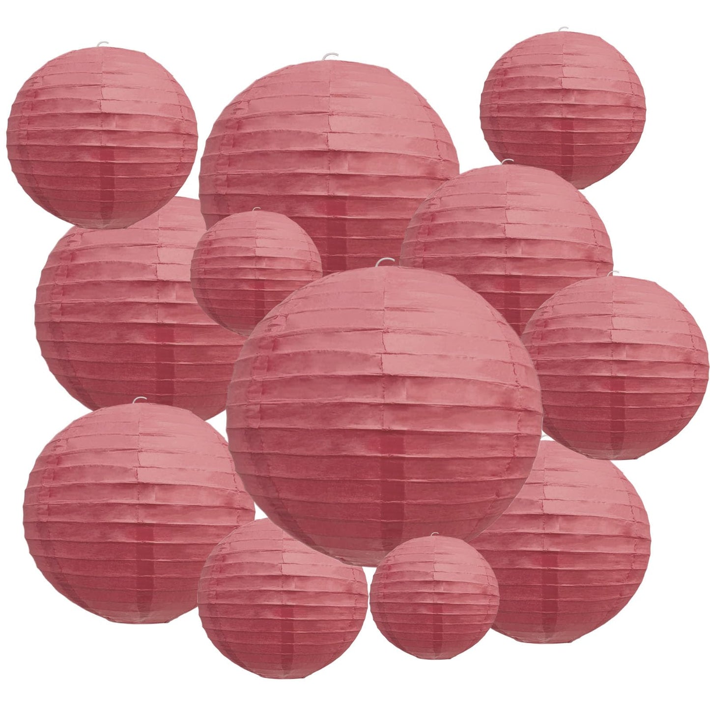 20Pcs Burgundy Paper Lanterns for Parties, 6” 8” 10” 12” Chinese Asian Hanging Round Paper Lanterns for Birthday Wedding Halloween Christmas Home Decor Party Decor
