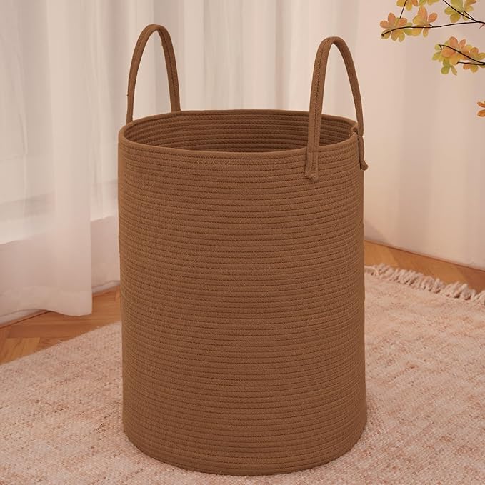 Large Woven Laundry Basket Hamper, 80L Cotton Rope Storage Bin