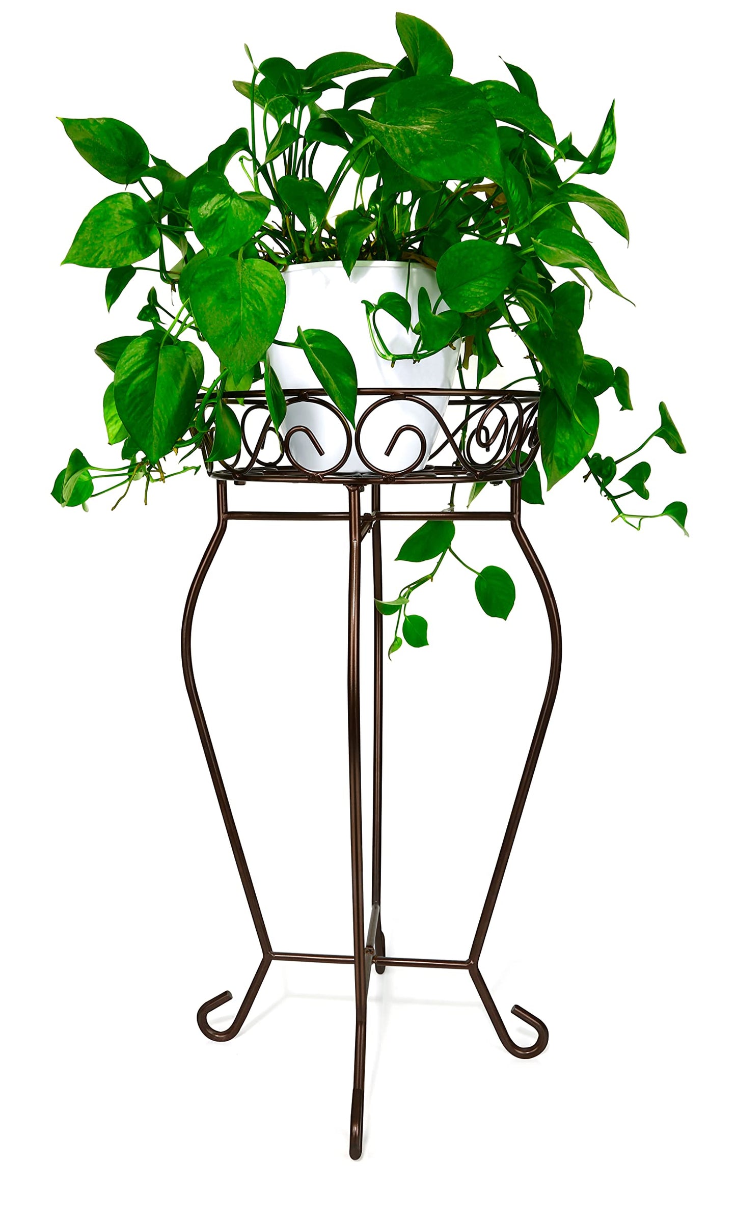 Yimobra Corner Plant Stand for Indoor Outdoor, Heavy Duty Rustproof Metal Flower Stand, 200LB Capacity Plant Holder for Patio Garden Living Room, 12.5 x 23.6 Inches, Bronze