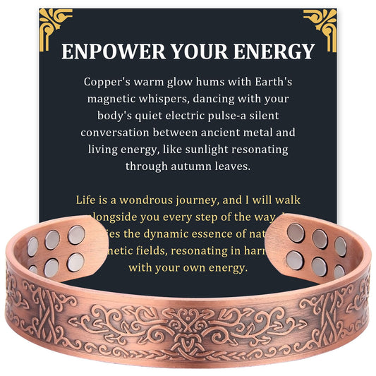 Fashtour Copper Bracelet for Men, 99.99% Pure Copper Bracelet, 18X Enhanced Strength Magnetic with Neodymium Magnets(Tree of Life) (Tree of life)