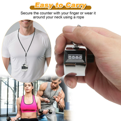 Nliyeisu 2 Pcs Clicker Counter, Hand Tally Counter with Large Display - Mechanical Pitch Counter Clicker for Baseball, Inventory, People Counting, Events, Gym Reps(Silver)