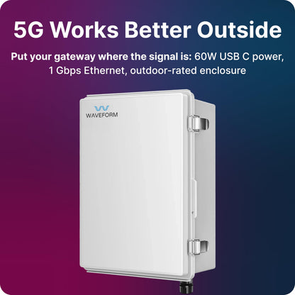 Waveform SignalDock Outdoor Gateway Enclosure | for T-Mobile Home Internet, G5AR | IP67 Weatherproof | Complete Kit w/PoE++, 3X Ethernet Cables & Window Entry Cable, Install Manual