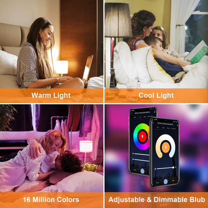 ANTELA Smart Bulb E14 Alexa Light Bulb A60 7W 806LM LED RGB Dimmable Bulb, 2700K-6500K Warm and Cool White, Smart Life App Control, Compatible with Google Home, 2PCS