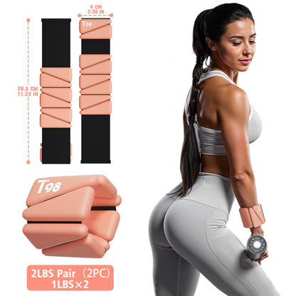 T98 Wrist & Ankle Weights for Women Men, Wearable Wrist Weights Set of 2(1Lbs Each), Adjustable Arm Leg Bracelet Weights for Strength Training, Aerobics, Barre, Suit for Home Outdoor Workout