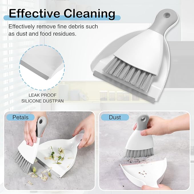 NACENA Mini Dustpan and Brush Set, Small Broom and Dustpan Set Dust Pan and