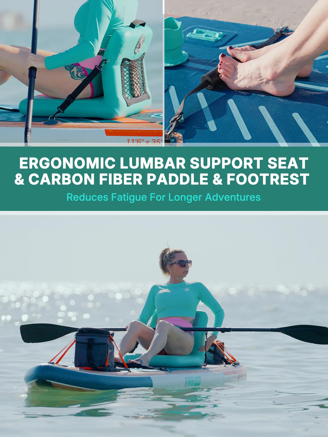 Niphean PRO (Extra Large) Inflatable Paddle Board with Seat, 11'6"/12'6" Stand Up Paddle Board with Pressure Gauge, StabilTrac Fin, Upgraded All-Round/Touring SUP for Adult Adventures, 2+1 Person