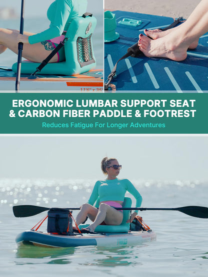 Niphean PRO (Extra Large) Inflatable Paddle Board with Seat, 11'6"/12'6" Stand Up Paddle Board with Pressure Gauge, StabilTrac Fin, Upgraded All-Round/Touring SUP for Adult Adventures, 2+1 Person