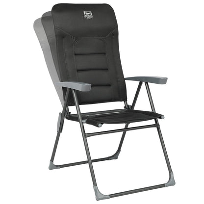 TIMBER RIDGE 7-Level Reclining Camping Chair, Adjustable Folding Patio Chair with High Back for Adults, Lightweight Aluminum Padded Lawn Chair for Outside, Heavy Duty Supports 300 LBS, Black-1 Pack