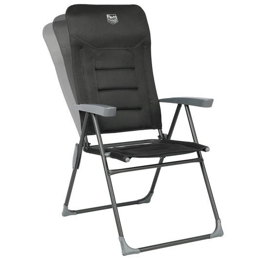 TIMBER RIDGE 7-Level Reclining Camping Chair, Adjustable Folding Patio Chair with High Back for Adults, Lightweight Aluminum Padded Lawn Chair for Outside, Heavy Duty Supports 300 LBS, Black-1 Pack