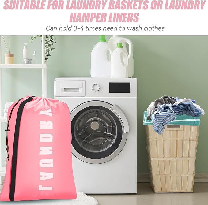 Heavy Duty Laundry Bag with Strap, 2 Pack Travel Laundry Bags