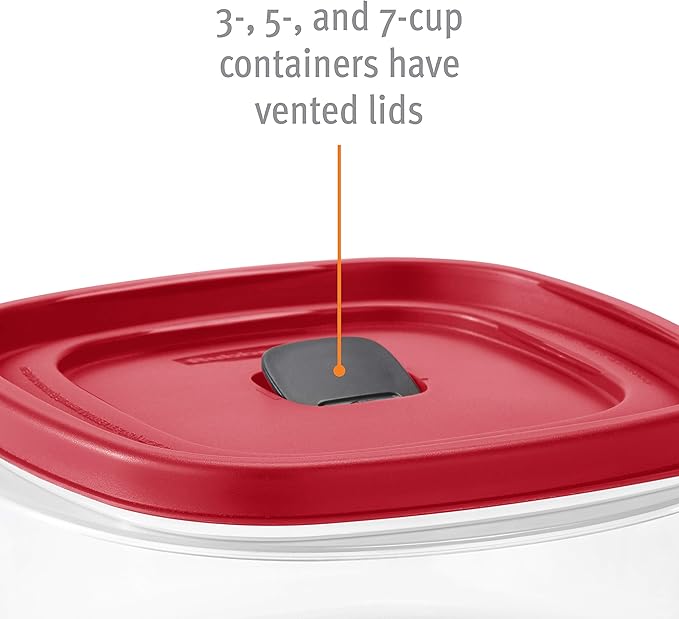 Rubbermaid Easy Find Vented Lid Food Storage Containers 7-Cup Red