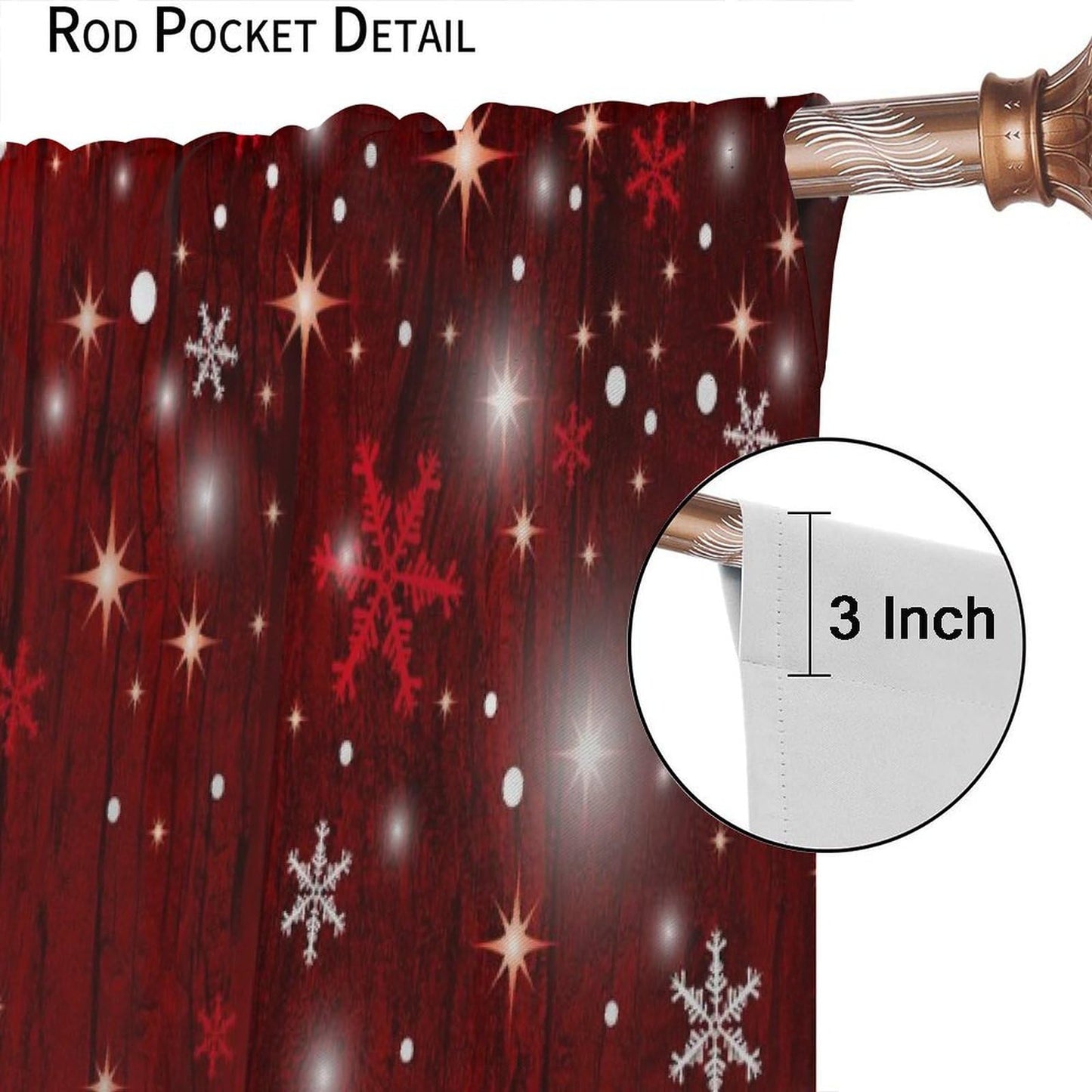 ICMOLYYENLO Christmas Curtains Red Background Snowflakes Merry Christmas and Happy New Year Art Print Curtains Suitable for Bedroom Living Room Insulation Decoration 42x45 Inches