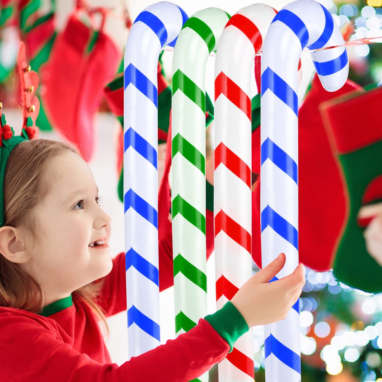 9Pcs Christmas Inflatable Candy Canes, 35inch Large Candy Cane Decorations for Indoor Outdoor