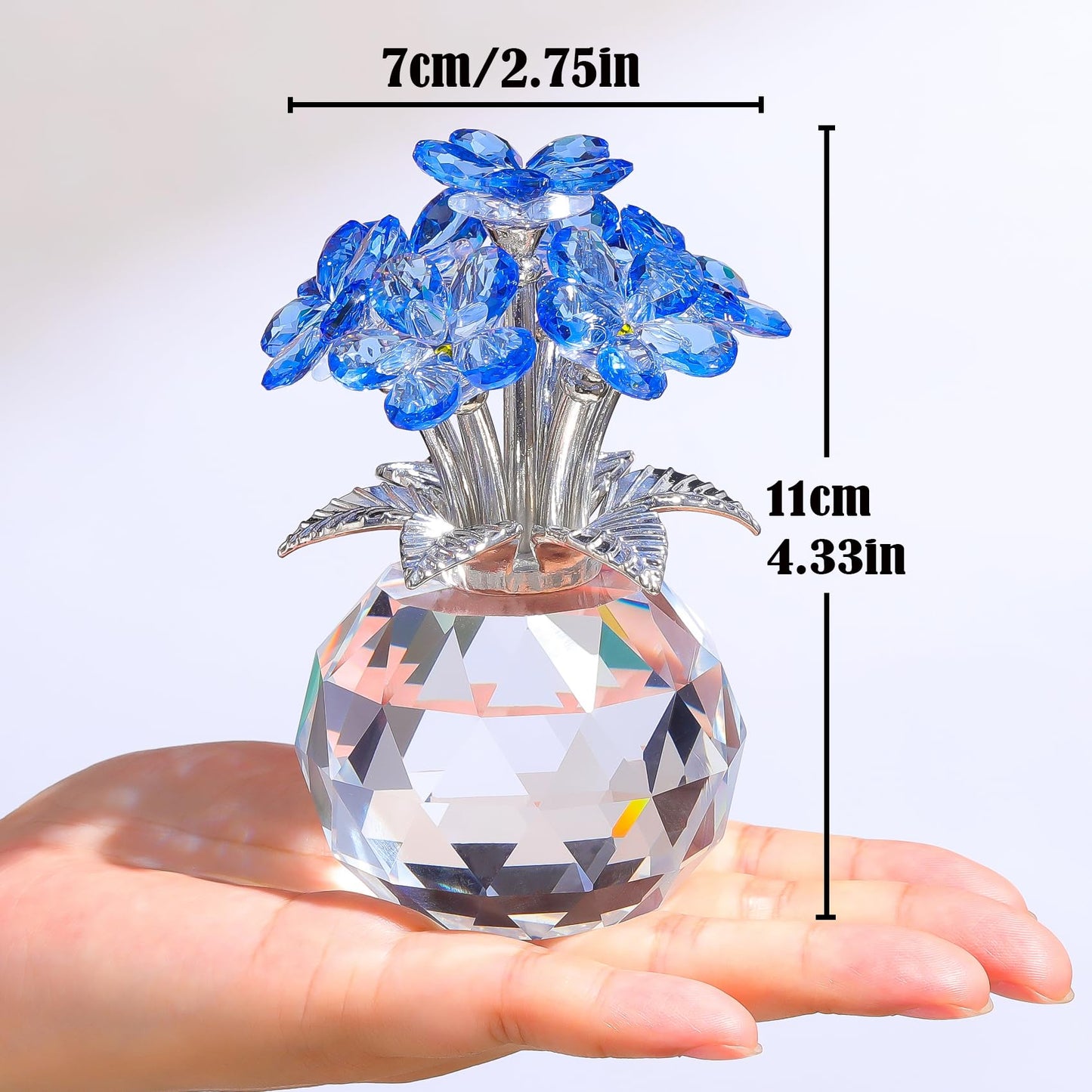 Arikyrist Crystal Forget-Me-Not Bouquet Figurines Gifts for Her Blue Flowers Decoration for Living Room Romantic Presents for Women Mom Friends Birthday Anniversary