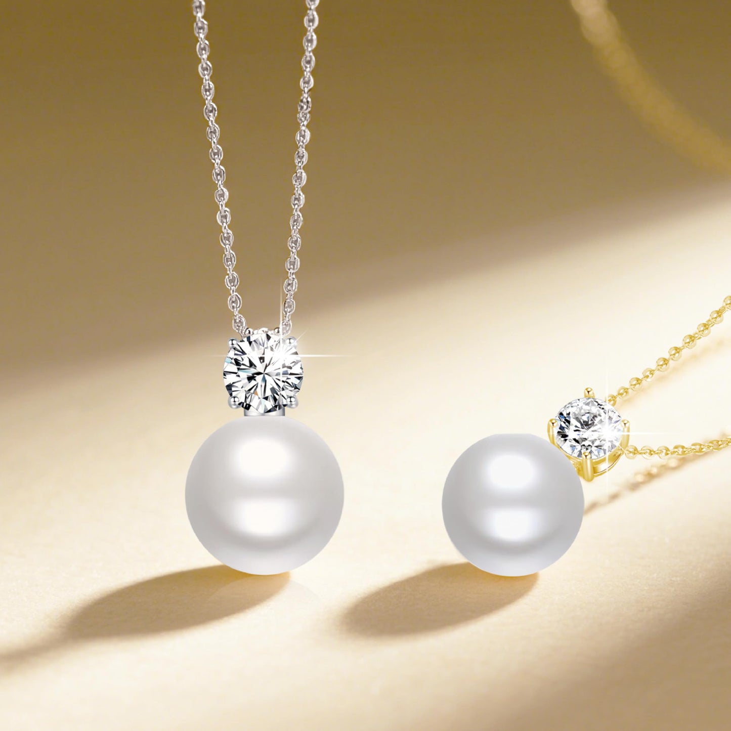 SUNFEEL 925 Sterling Silver Pearl Necklaces for women, 5A CZ 10MM Single Pearl Pendant Necklace Gifts for Her Mom Wife Girlfriend Engagement Wedding Birdal Christmas Trendy Jewelry