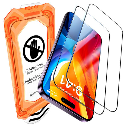 UniqueMe for iPhone 16 Pro Screen Protector - [Military Grade Shatterproof & 9H+ Hardness] Screen Protector 16 Pro Tempered Glass Full Coverage Protection, Easy Installation, 2 Packs