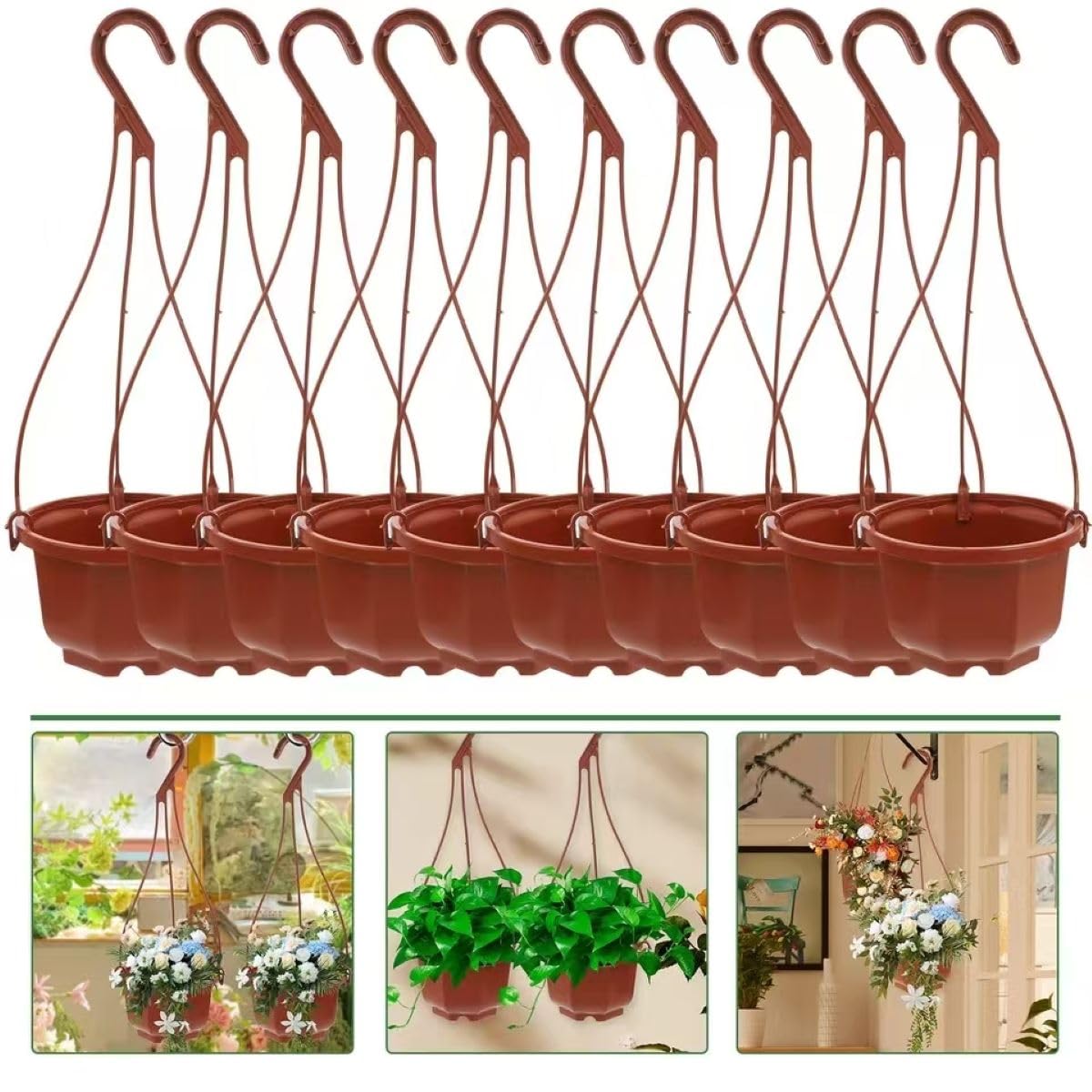 KYUQY Plastic Plant Pots, 4“ Wall Hanging Flower Pot Hanging Nursery Pots Plastic Orchid Pot for Outdoor Indoor Garden Decor (10PCS)