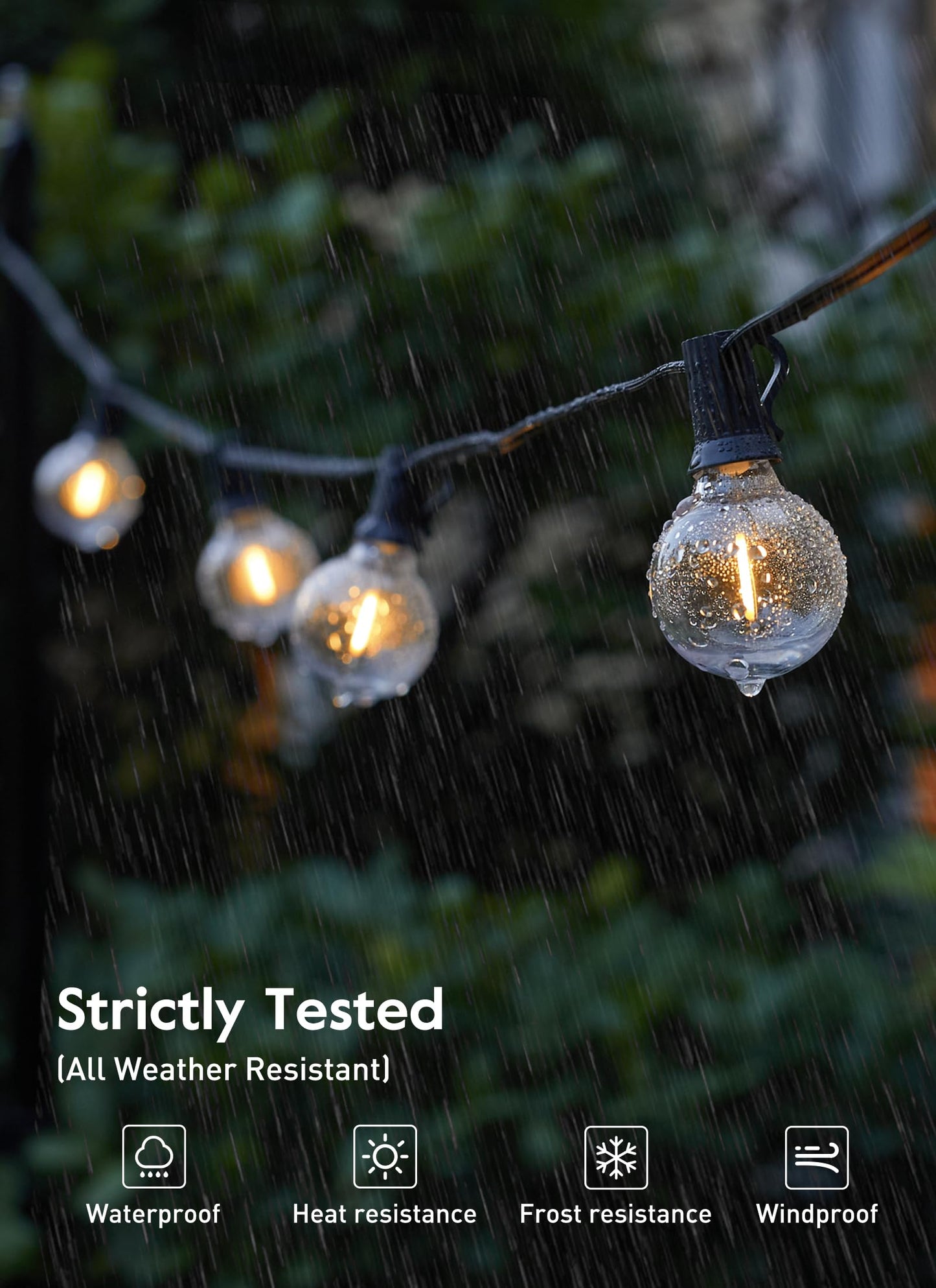 Brightown Outdoor String Lights 69 Feet G40 Globe Patio Lights with 32 Edison Shatterproof Bulbs(2 Spare), Waterproof Connectable Hanging Christmas Light for Backyard Porch Balcony Party Xmas Decor
