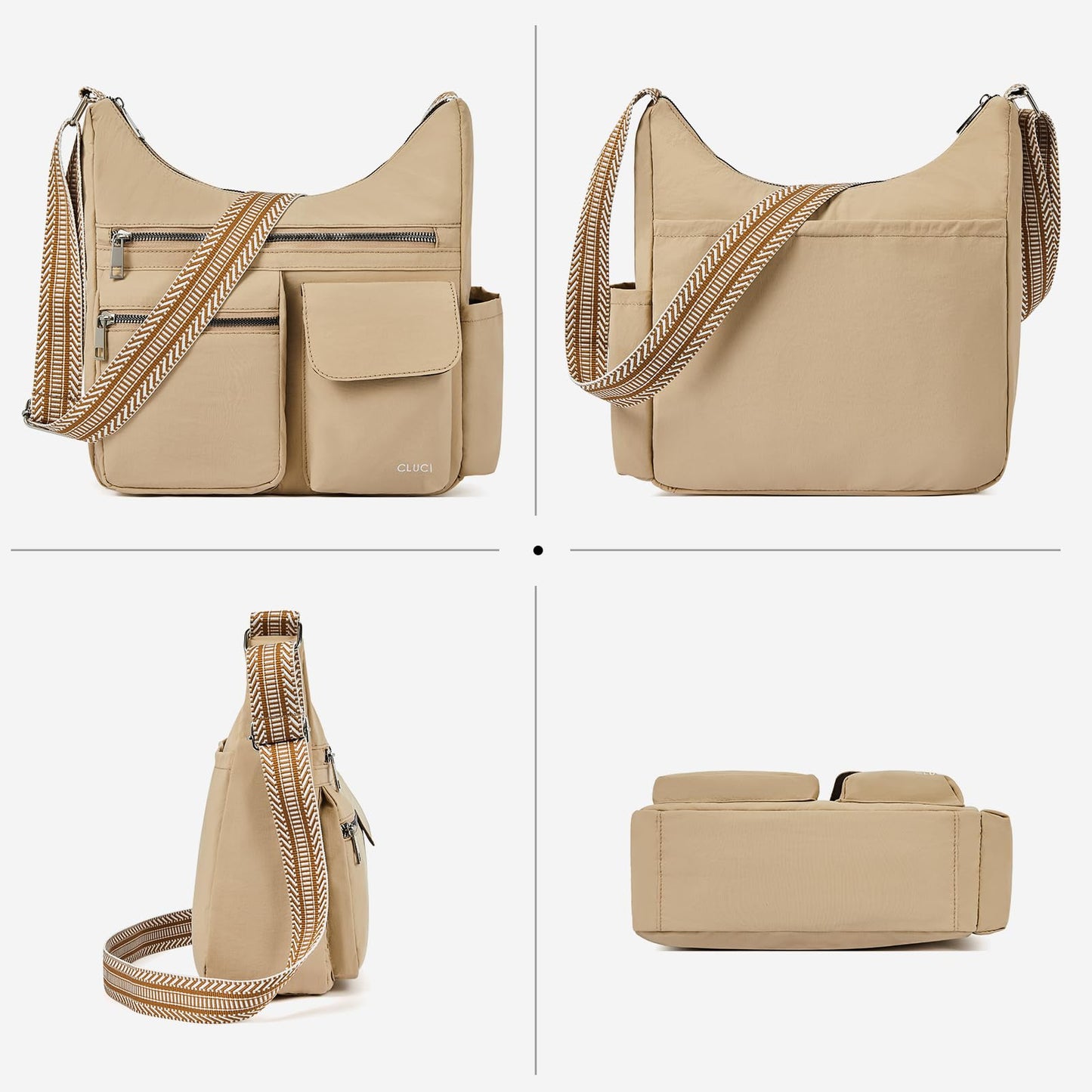 CLUCI Travel Purses for Women, Waterproof Nylon Crossbody Bags for Woman Trendy, Anti Theft Shoulder Handbags for Ladies
