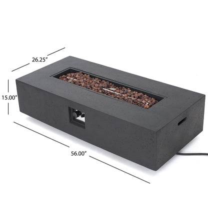 Merax 56" Rectangular MGO Propane Fire Pit Table, 50,000 BTU Outdoor Patio Heater with Modern Concrete Design for Backyard, Deck, Garden (Tank Cover Not Included), Dark Gery