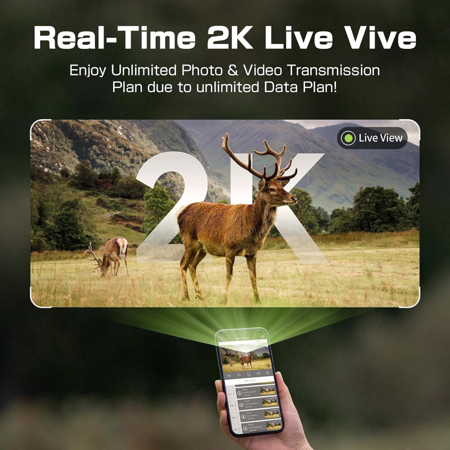 TKENPRO 4G LTE Cellular Trail Camera, Unlimited Data Plan AI Animal Detection with 2K Live Video Game Camera, No WiFi Needed, IP66 Water-Resistant Trail cam Night Vision & Motion-Activated