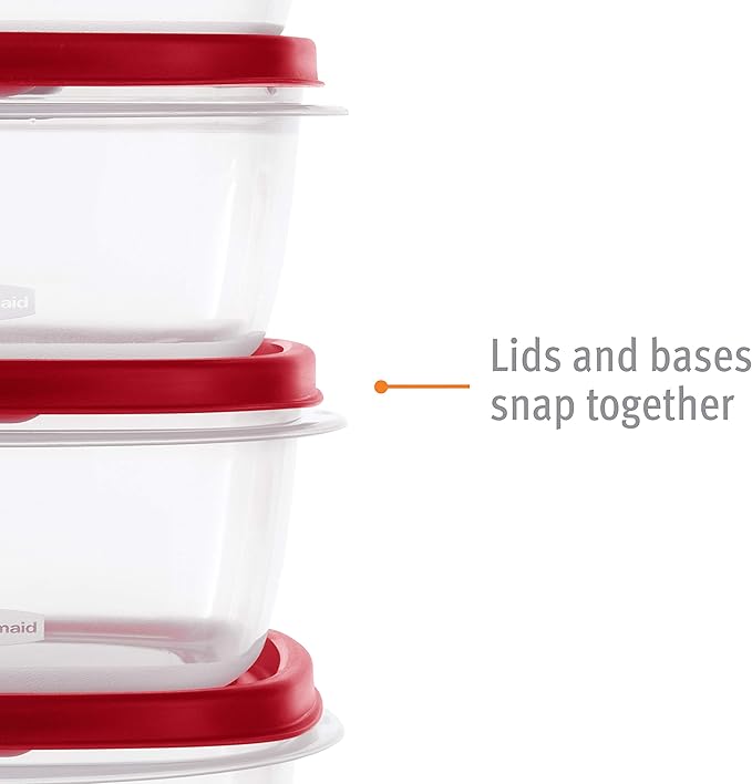 Rubbermaid Easy Find Vented Lid Food Storage Containers 7-Cup Red