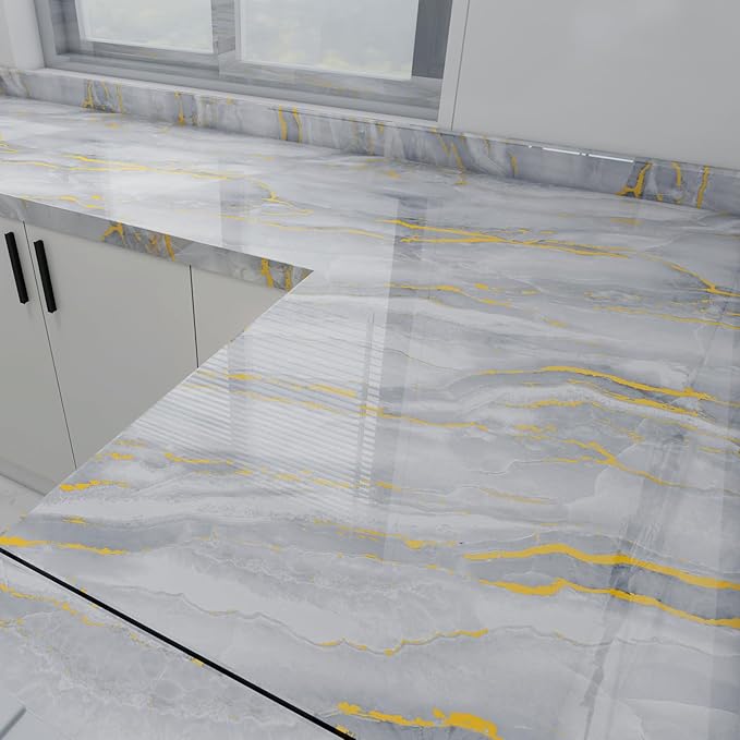 White Gold Marble Contact Paper