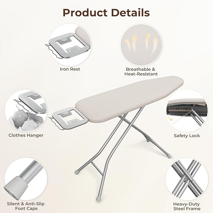 Yaheetech Foldable Ironing Board, Heavy Duty Iron Board