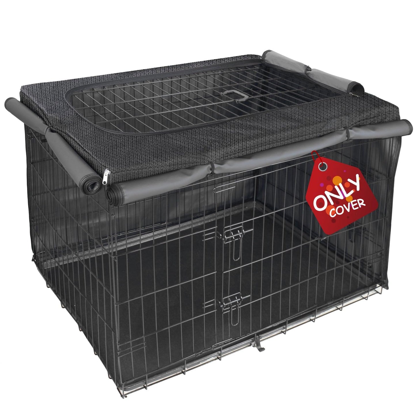 Explore Land Dog Crate Cover for 36 Inches Wire Cage, Heavy-Duty Lattice Pet Kennel Covers Compatible with 1 2 3 Doors Standard Metal Crate (Black)