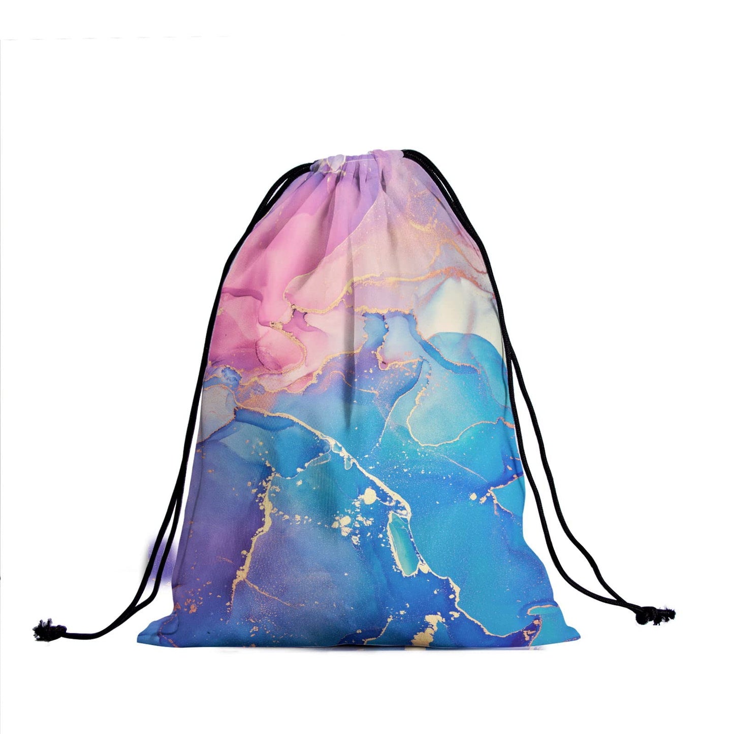 Pink Marble Gymnastics Grip Pouch - Gymnastic Bags for Gymnasts, Glitter Texture, Blue, Purple, Gold, Abstract Ink Paint, Water Resistant, Adjustable 9.25" x 12"