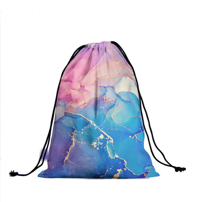 Pink Marble Gymnastics Grip Pouch - Gymnastic Bags for Gymnasts, Glitter Texture, Blue, Purple, Gold, Abstract Ink Paint, Water Resistant, Adjustable 9.25" x 12"