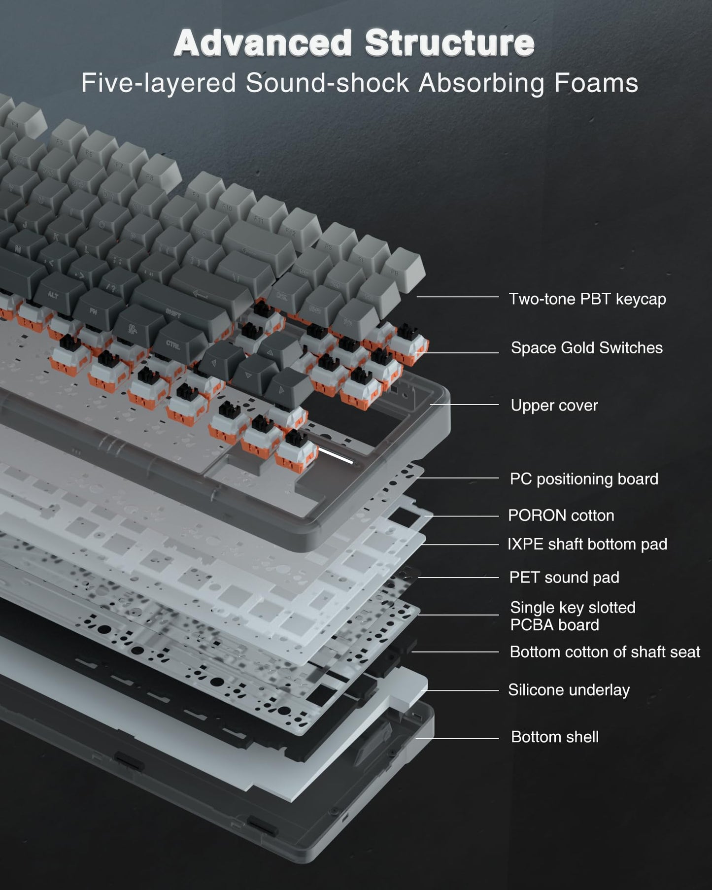 AULA F75 Pro Wireless Mechanical Keyboard,75% Hot Swappable Custom Keyboard with Knob,RGB Backlit,Pre-lubed Reaper Switches,Side Printed PBT Keycaps,2.4GHz/USB-C/BT5.0 Mechanical Gaming Keyboards