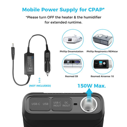 Renogy 72000mAh 266Wh 12v Power Bank with 60W PD, CPAP Battery for Camping, High Capacity Large Camping Power Bank with USB-C DC Wireless Charging & Flashlight, CPAP Battery Backup Power Supply