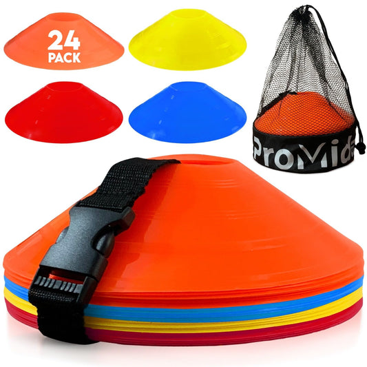 Soccer Cones for Training - 50 Pcs with Mesh Bag & Strap - Flexible & Heavy Duty - Best for Football, Basketball & Running Drills - Premium Quality Soccer Training Cones Sports