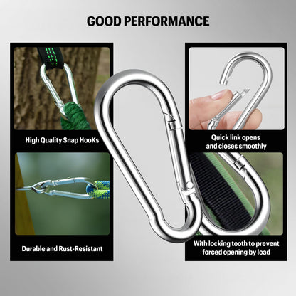 GAGBC 30PCS Heavy Duty Spring Snap Hook Carabiners Bulk, 3" M8 5/16" Galvanized Steel Quick Link Clip, 500LB Capacity for Outdoor, Gym, Hammock, Swing, Trailer Chain (30, 3 inch)