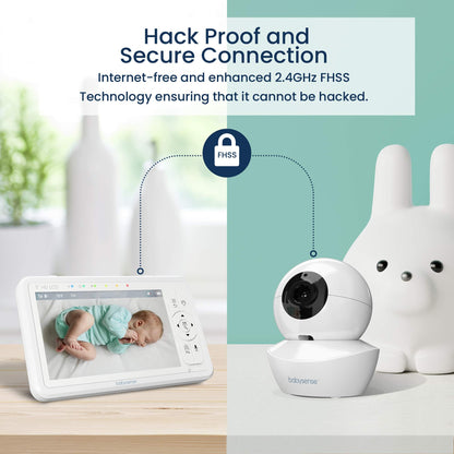 Babysense 5" HD Split-Screen Baby Monitor, Video Baby Monitor with Camera and Audio, Two HD Cameras 720p, Night Light, 300m Range, Two-Way Audio, 4x Zoom, Night Light, 4000mAh Battery