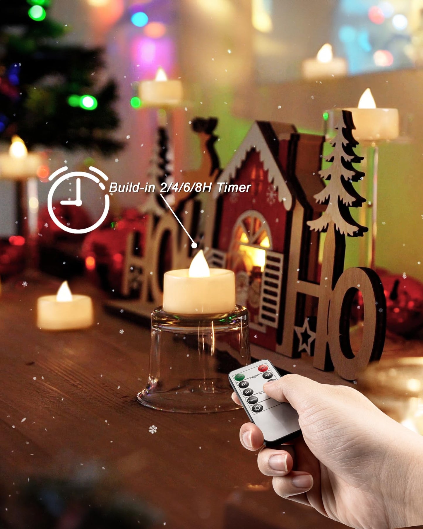 BEICHI Remote Candles, 24 Pack Timer Candle, Flameless Tea Lights Candle Battery Operated, Flickering LED Tea Lights, Timer Battery Votive Candles- Warm White- White Base