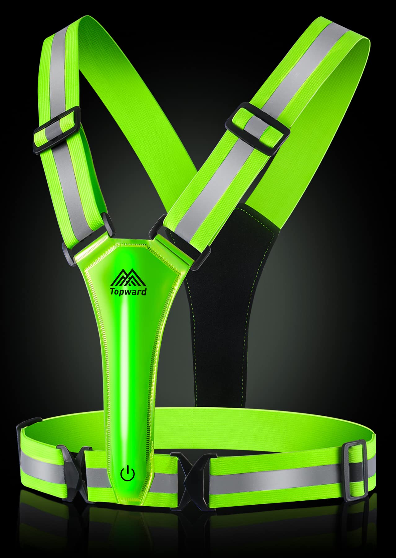 Topward Running Vest High Visibility Reflective Gear, Mens Hi Viz Vests, Lightweight Adjustable 360-degree Hi Vis Safety Vest for Dog Walking Jogging Hiking Camping Cycling Motorcycle