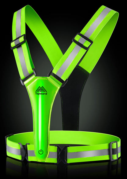 Topward Running Vest High Visibility Reflective Gear, Mens Hi Viz Vests, Lightweight Adjustable 360-degree Hi Vis Safety Vest for Dog Walking Jogging Hiking Camping Cycling Motorcycle