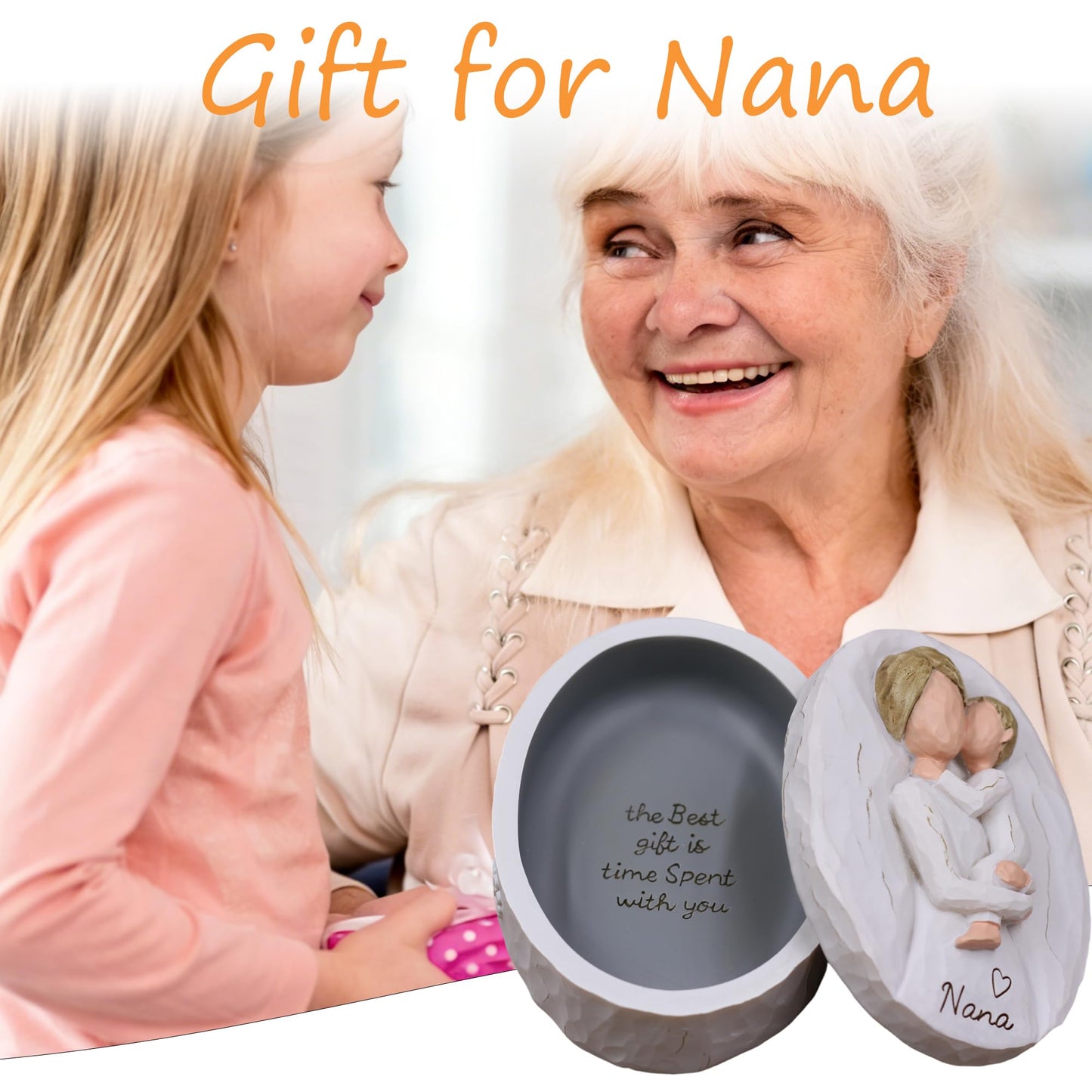 Sayouart Nana Gifts for Grandma, Gifts for Nana for Birthday, Mother’s Day and Christmas, Sculpted Hand-Painted Keepsake Box