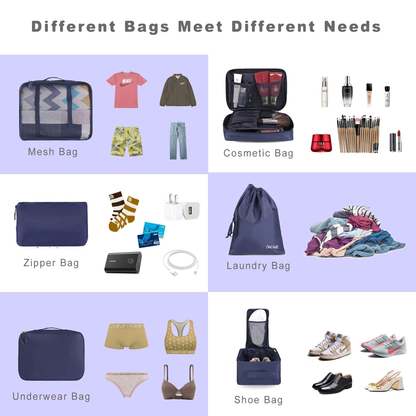BAGAIL Packing Cubes for Suitcase 8 Set, Lightweight Luggage Packing Organizers Packing Cubes for Travel Accessories