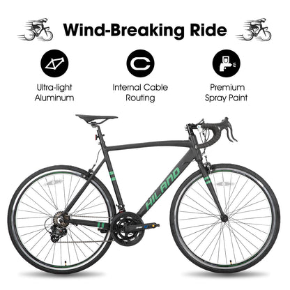 HH HILAND 700c Road Bike 14 Speed, Aluminum Frame Racing Bike, City Commuter Bicycle for Men Women