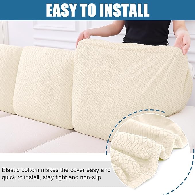 Smiry Waterproof Couch Cushion Covers, Stretch Jacquard Thick Sofa Cushion